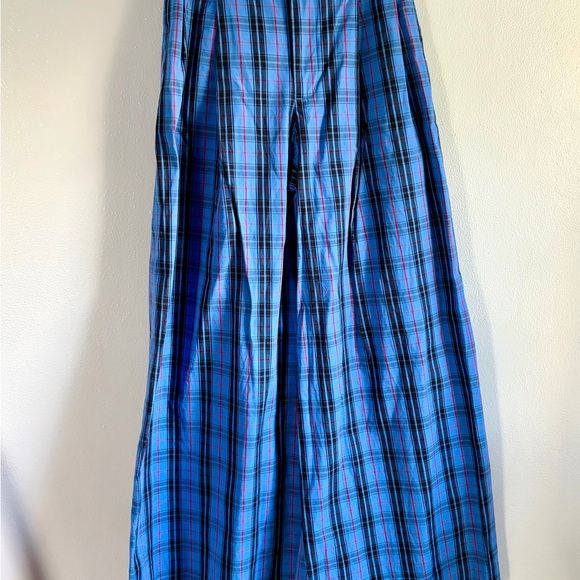 Zara Vibrant Blue Checkered Wide Leg Pants - Picture 1 of 3